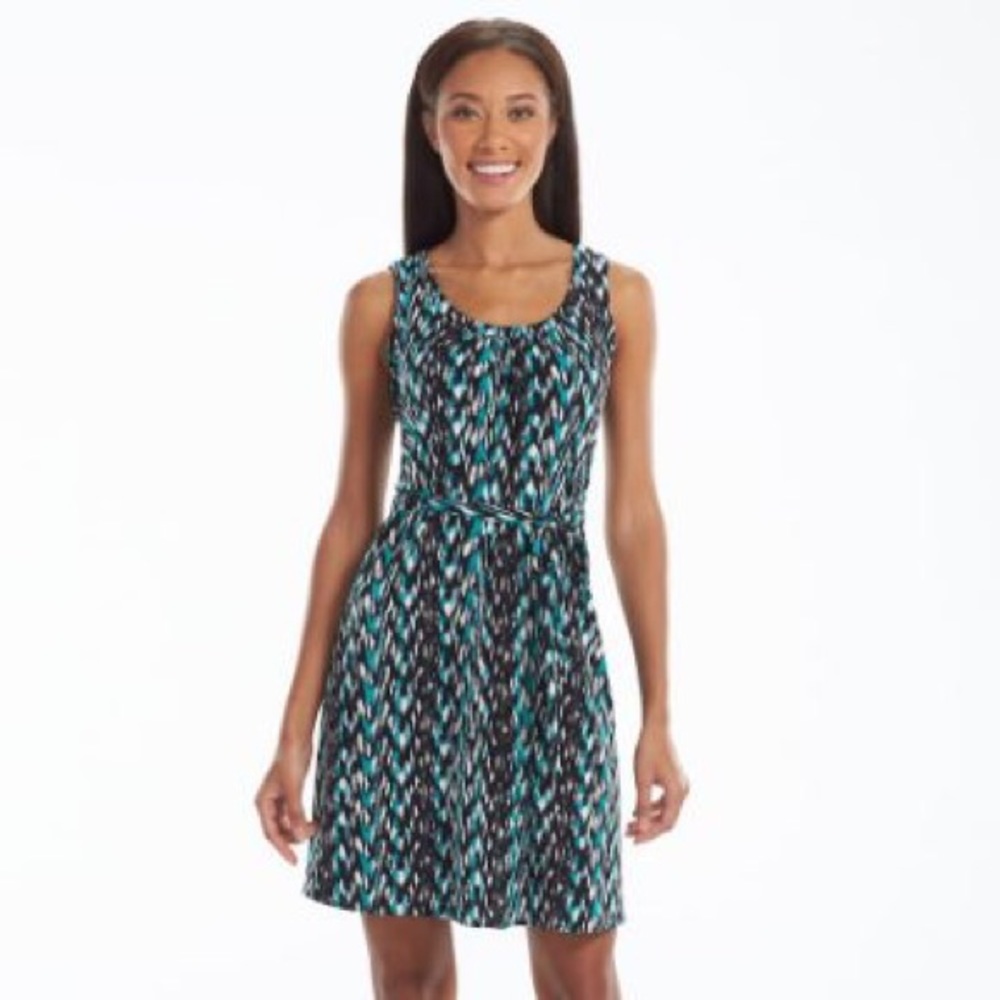 Turquoise/Black Daisy Fuentes sleeveless dress